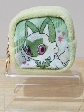 *4 for $30* Pokémon Sprigatito / Nyaoha Plush 3" Cube Coin Purse Bag  Zip Wallet